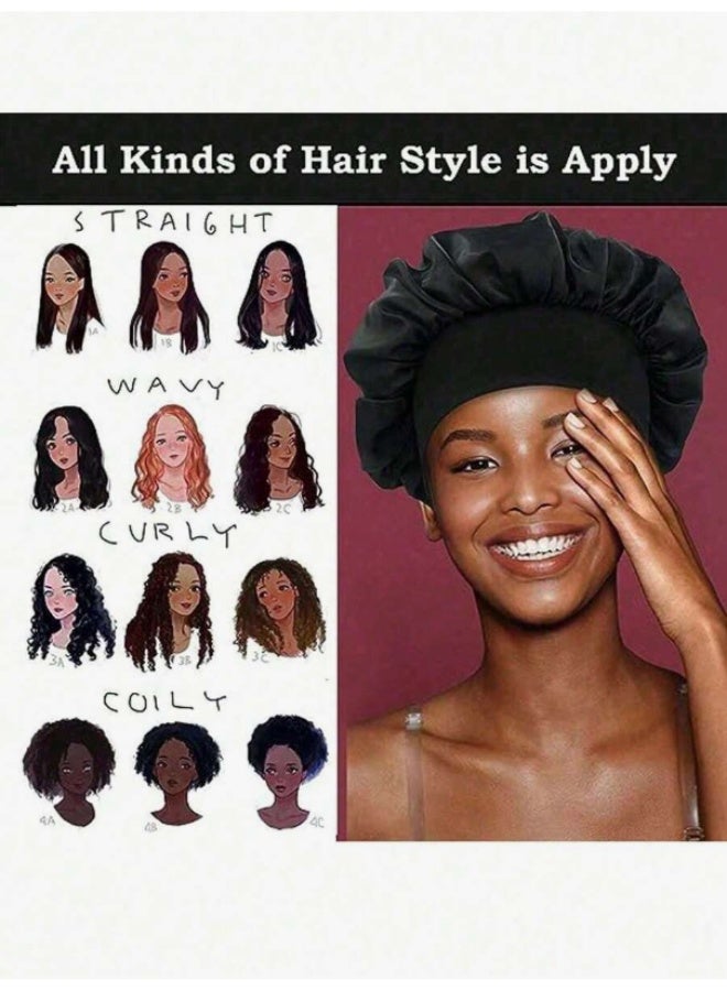 Shein Black Satin Sleep Cap – Soft Hair Protection Hat for Night or Travel - Image 4