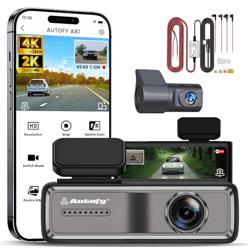 Autofy V81 Car Dash Camera 4K Ultra HD (8MP) Front 2K QHD (4MP) Rear Dash Camera for Car Dual Channel Super Capacitor Night Vision 24H Parking Monitor G Sensor (Free Acc Kit & 24 Months Warranty) - Image 1