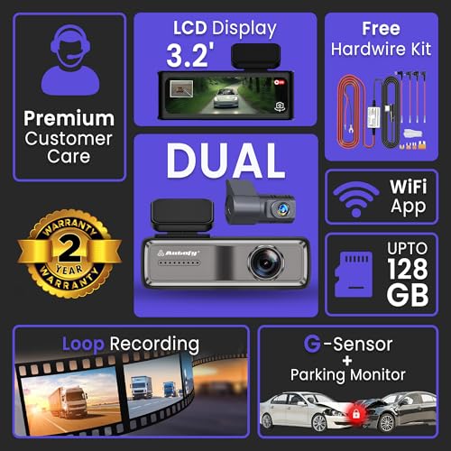 Autofy V81 Car Dash Camera 4K Ultra HD (8MP) Front 2K QHD (4MP) Rear Dash Camera for Car Dual Channel Super Capacitor Night Vision 24H Parking Monitor G Sensor (Free Acc Kit & 24 Months Warranty) - Image 3