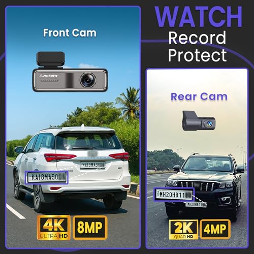 Autofy V81 Car Dash Camera 4K Ultra HD (8MP) Front 2K QHD (4MP) Rear Dash Camera for Car Dual Channel Super Capacitor Night Vision 24H Parking Monitor G Sensor (Free Acc Kit & 24 Months Warranty) - Image 2