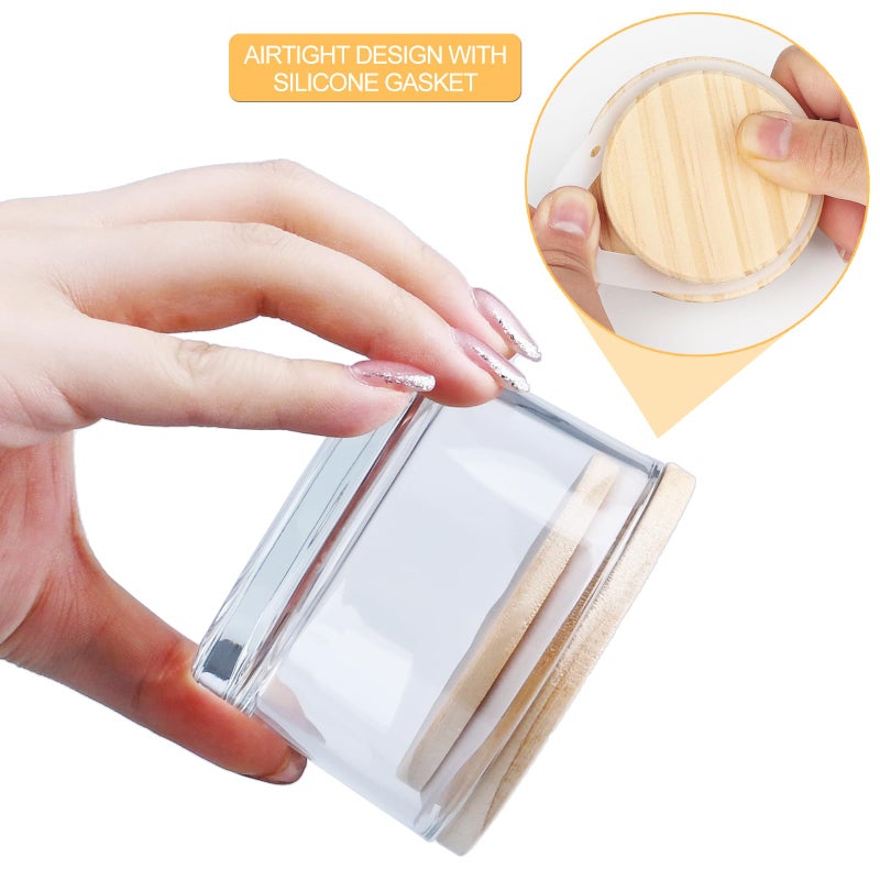 SHOWIN Thick Candle Jars for Making Candles 16 Pcs, 4 OZ Empty Jars with Wood Lids for Candle Making, Sample Container - Dishwasher Safe,Clear - Image 3