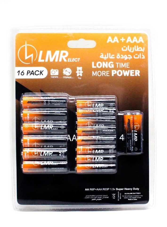 16 بطارية 1.5 فولت AA R6P+AAA R03P 