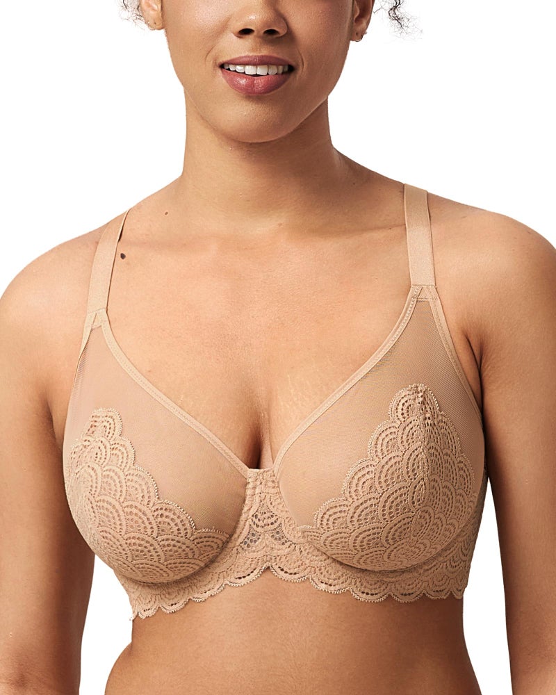 HSIA Minimizer Bras for Women Large Bust Full Coverage Lace Plus Size Bra - Mermaid Scales - Image 1