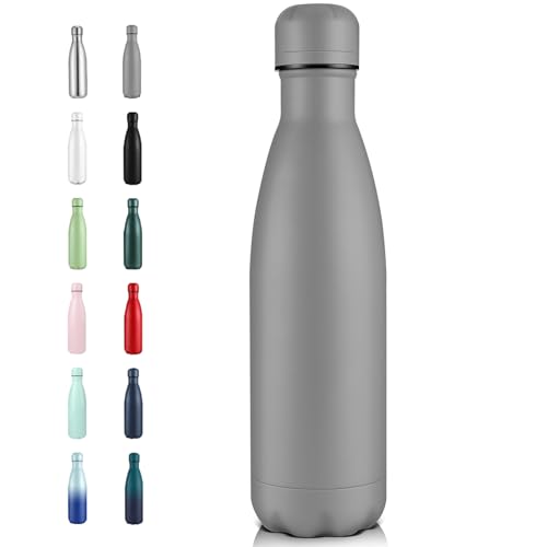 Volhoply 17oz Insulated Stainless Steel Water Bottle Double Wall Vacuum Flask Keeps Cold 24h Hot 12h Available in Packs of 1 4 or 8Gray1 Pack - Image 1