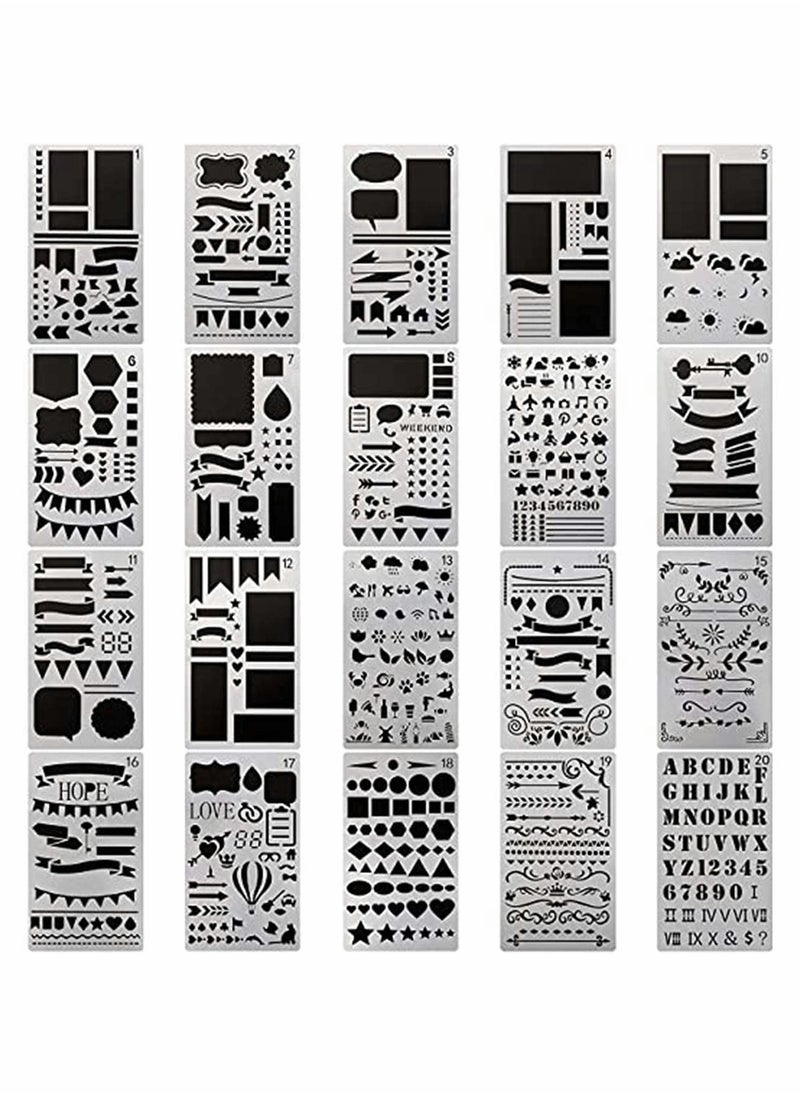 Excefore Journal Stencil Plastic Planner Set for Journal Notebook Diary Scrapbook DIY Drawing  - Image 1