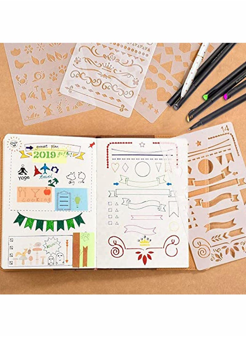 Excefore Journal Stencil Plastic Planner Set for Journal Notebook Diary Scrapbook DIY Drawing  - Image 3