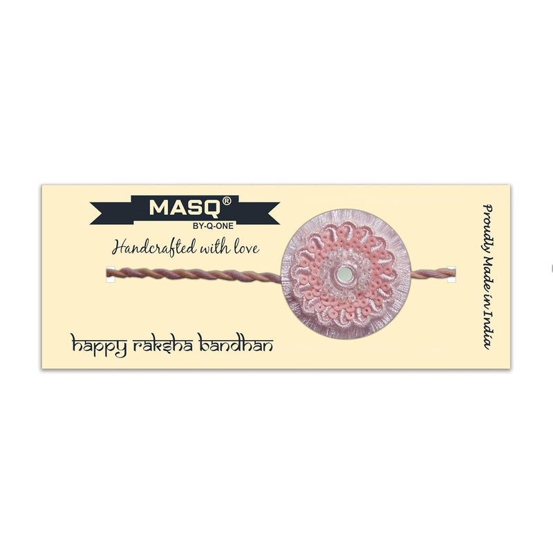 MASQ by Q-One FRINGE Designer Rakhi Set with Roli Chawal & Moli for Men (Pack of 1) | Embroidered Handcrafted Raksha Bandhan Bracelet for Brother - Image 4