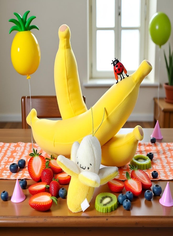 Junfamilee Yellow Peeling Banana Decoration, Birthday Gift PP Cotton Peeling Banana Shape Plush Pendant for Decoration - Image 4