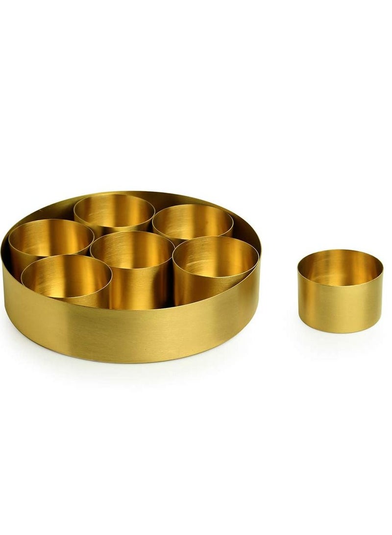 مجموعة صندوق بهارات نحاسية مصنوعة يدويًا من الزهور محفورة بالزهور للمطبخ مع ملعقة - Image 5