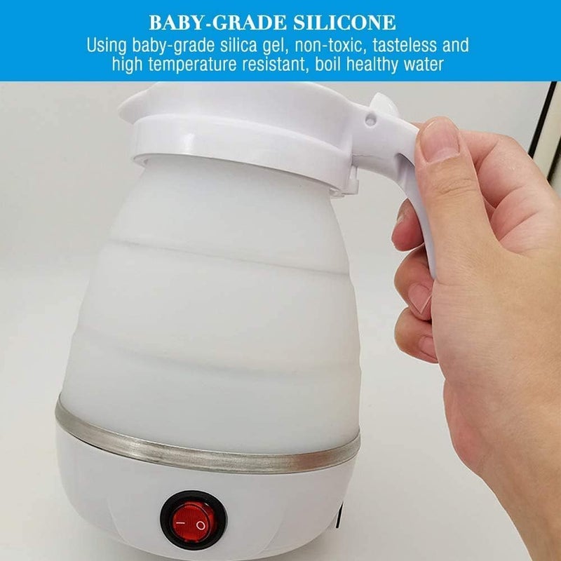 UpdateClassic Small Travel Foldable Electric Kettle, 0.6L Portable Collapsible Hot Water Boiler For Coffee Tea (White) - Image 4