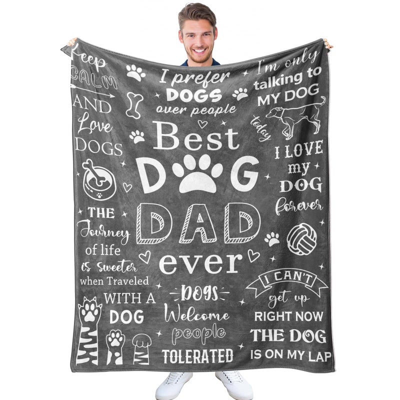 Mosslink Dog Dad Gifts for Men Fathers Day Christmas Birthday Gifts for Dog Lovers Men Dog dad Gift Ideas Throw Blanket 60x50