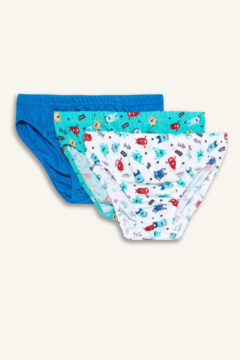 Defacto Boy Monster Printed 3 Piece Slip Panties