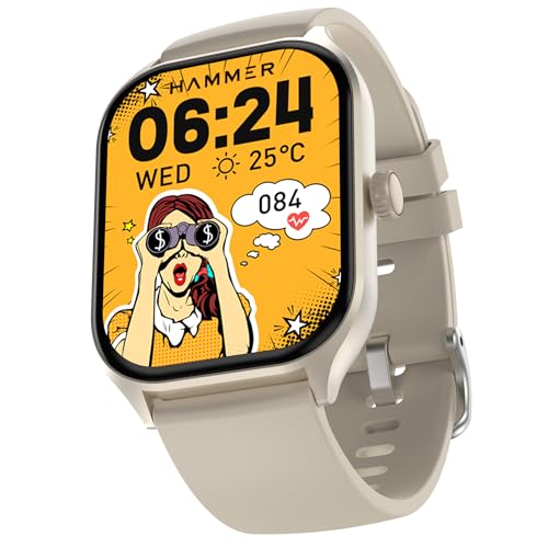 HAMMER Polar 2.01" IPS Always on Display, Advanced Bluetooth Calling Smart Watch, Dual Mode, Voice Assistant, Rotating Crown, Sleek Desgin, Sports Modes, 500 Nits Brightness, 240x296 PX (Ice Grey) - Image 1