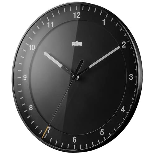 Braun Classic Large Analogue Wall Clock with Silent Sweep Movement, Easy to Read, 30cm Diameter in Black, Model BC17B. - Image 4