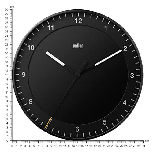 Braun Classic Large Analogue Wall Clock with Silent Sweep Movement, Easy to Read, 30cm Diameter in Black, Model BC17B. - Image 2