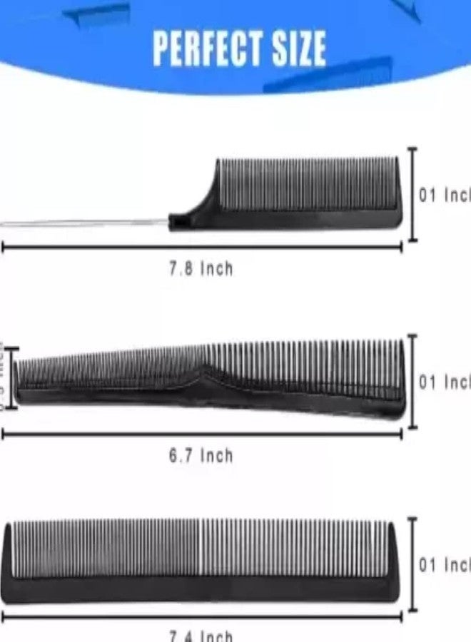FEELHIGH مجموعة أمشاط فيلهاي المصنوعة من ألياف الكربون، أمشاط قص وتصفيف الشعر مضادة للكهرباء الساكنة، مثالية لصالونات الحلاقة - Image 3