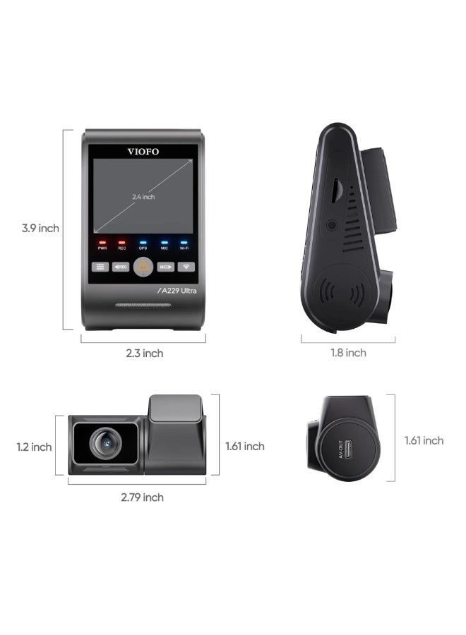 Viofo A229 Ultra | 2CH | Front 4K+ Rear 4K | HDR | Sony's STARVIS 2 | 2.4'' Screen | Voice Control - Image 4
