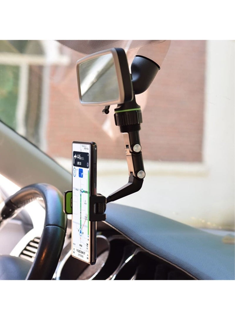حامل هاتف مرآة الرؤية الخلفية بزاوية 360°، حامل هاتف و GPS لمرآة السيارة، حامل هاتف سيارة دوار بزاوية 360 درجة، حوامل هواتف السيارات - Image 3