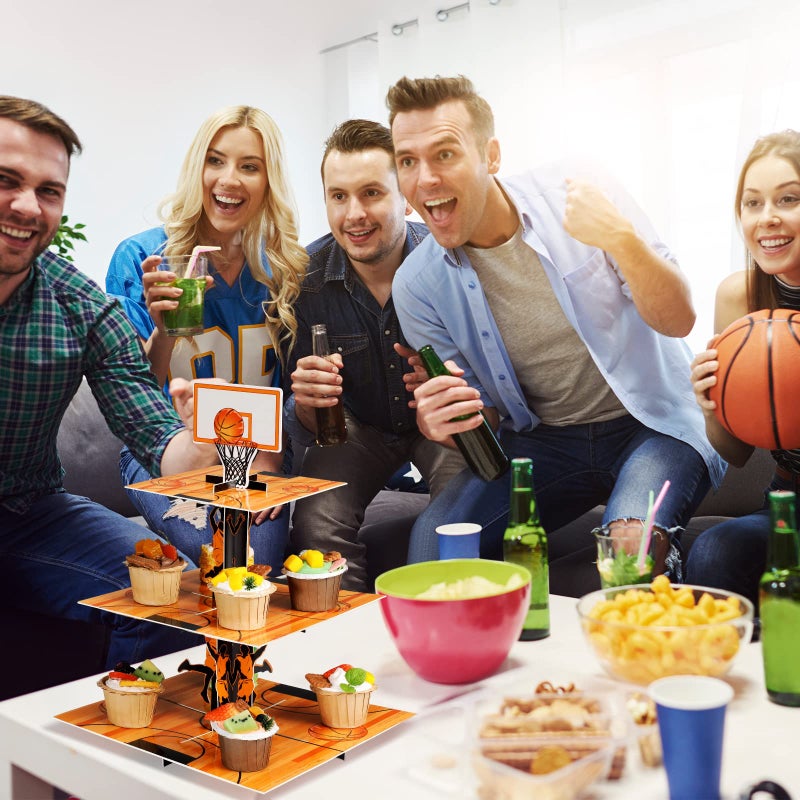 Tiamon 3 Tier Basketball Party Decorations Cupcake Stand Basketball Theme Party Favors Cupcake Holder Sports Theme Cupcake Holder for Teenagers Sports Birthday Party Supplies Decor - Image 5