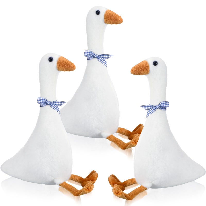Sosation 3 Pieces 157 Silly Goose Plush Stuffed Animal Swan Stuffed Animal Blue Plaid Fluffy Cute Goose Funny Duck Plush Swan Gifts for Adults Home Birthday Favor - Image 3