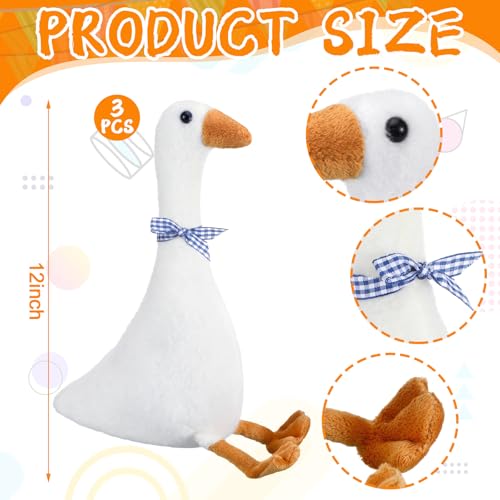 Sosation 3 Pieces 157 Silly Goose Plush Stuffed Animal Swan Stuffed Animal Blue Plaid Fluffy Cute Goose Funny Duck Plush Swan Gifts for Adults Home Birthday Favor - Image 5