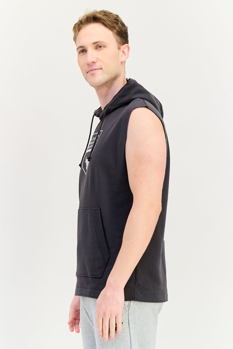 UNDER ARMOUR Men Sportswear Fit Sleeveless Outdoor Hoodie, Charcoal - Image 2