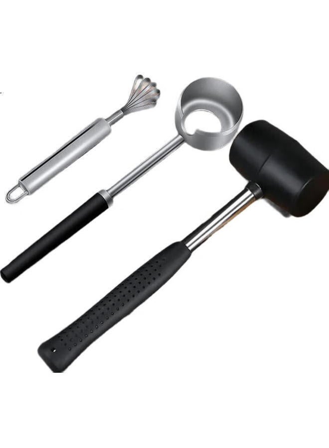 Jekero Coconut Opener [3-Piece Set], Coconut Opener Tool, Coconut Opening Kit - Image 3