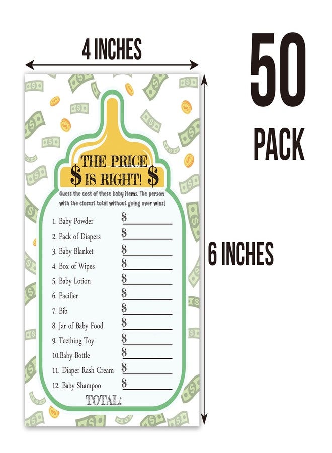 TENTADO 50 The Price Is Right Baby Shower Game For Boys or Girls - Fun Party Activities Card - Cute Best Gender Neutral Reveal Guessing Funny Question Bundle Pack, 4x6 Inches - Image 3