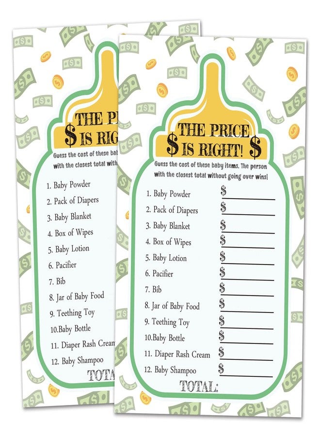 TENTADO 50 The Price Is Right Baby Shower Game For Boys or Girls - Fun Party Activities Card - Cute Best Gender Neutral Reveal Guessing Funny Question Bundle Pack, 4x6 Inches - Image 1
