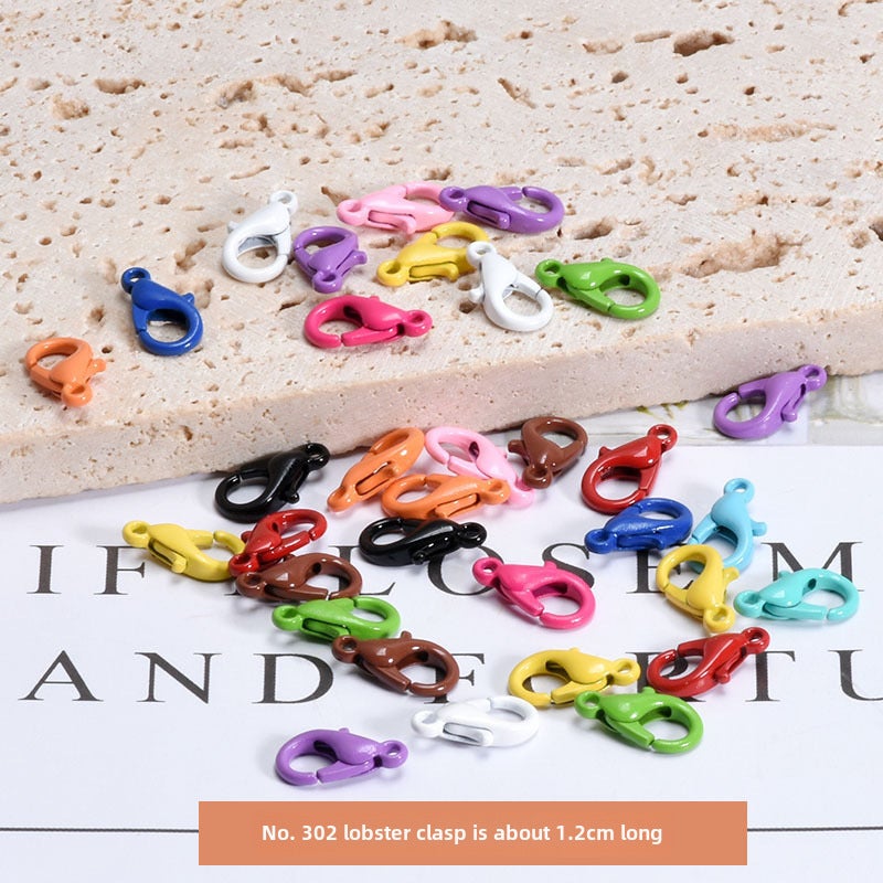Colorful Painted Keychain Rings DIY Jewelry 1.2cm lobster clasp 10 