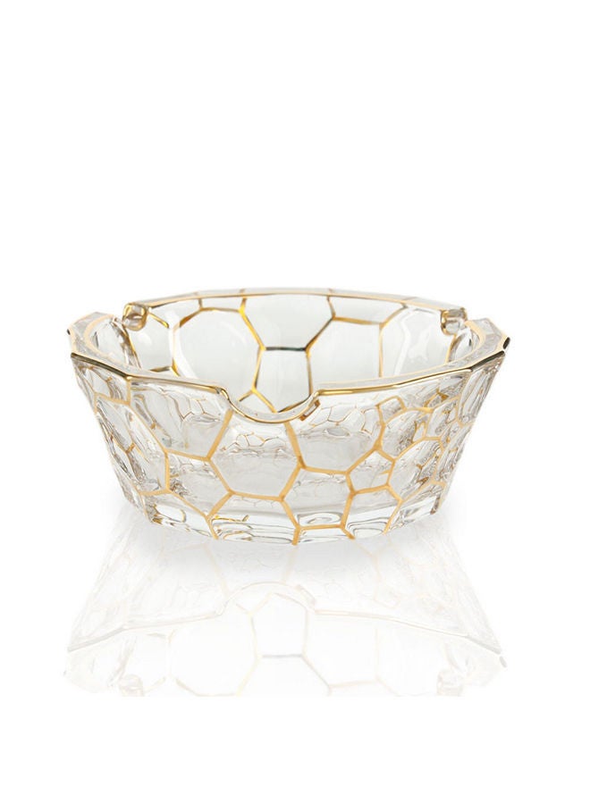 NIBEMINENT Crystal Quality Glass Ashtray Gold/Clear 13x6x9cm - Image 3