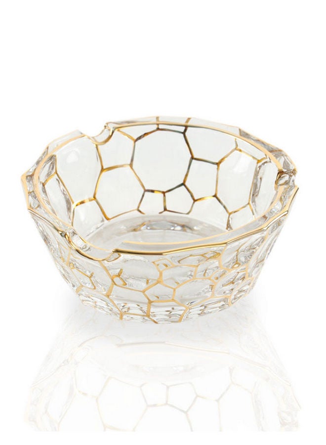 NIBEMINENT Crystal Quality Glass Ashtray Gold/Clear 13x6x9cm - Image 4