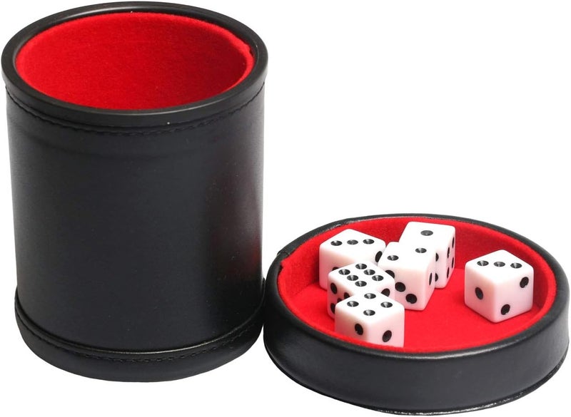 Bc Toptan Leatherette Dice Cup with Lid, Includs 16mm Regular Dices, Red Felt Lining Dice Shaker Quiet for Playing Yahtzee/Farkle/Liars Dice/Board Game - Image 5