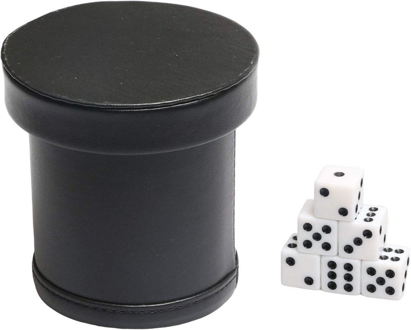 Bc Toptan Leatherette Dice Cup with Lid, Includs 16mm Regular Dices, Red Felt Lining Dice Shaker Quiet for Playing Yahtzee/Farkle/Liars Dice/Board Game - Image 4