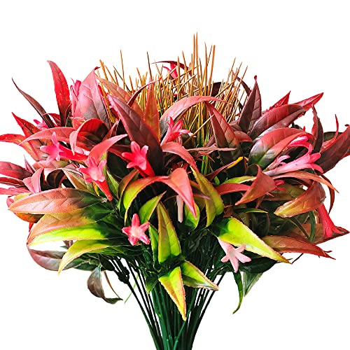 AUMVEYI 8 Bundles Artificial Plants Bushes Outdoor UV Resistant Fake Flowers Grass Bulk Faux Plastic Greenery for Fall Winter Summer Outside Window Box Planter Front Porch Yard Floral Arrangements - Image 1