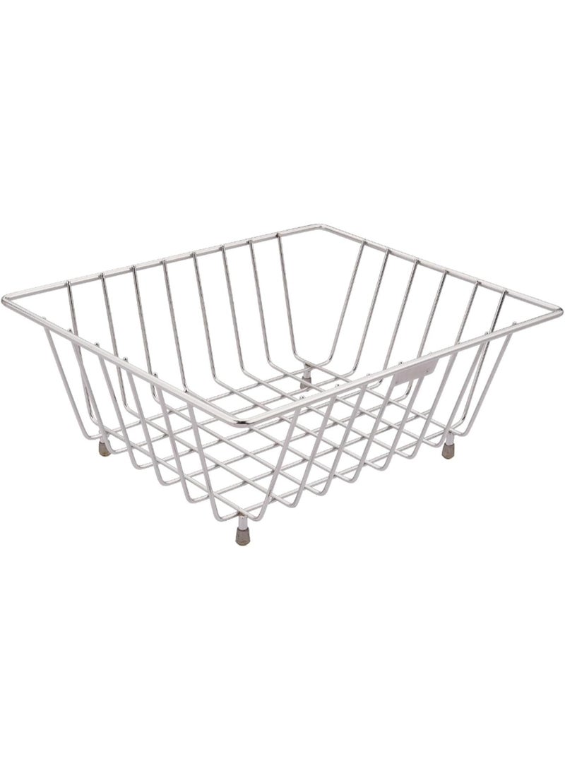 Dunekart Stainless Steel Square Fruit & Vegetable Basket | Dining Table Fruit Basket | Washing Basket for Vegetables | Durable Kitchen Storage & Draining Rack | Silver - Image 1