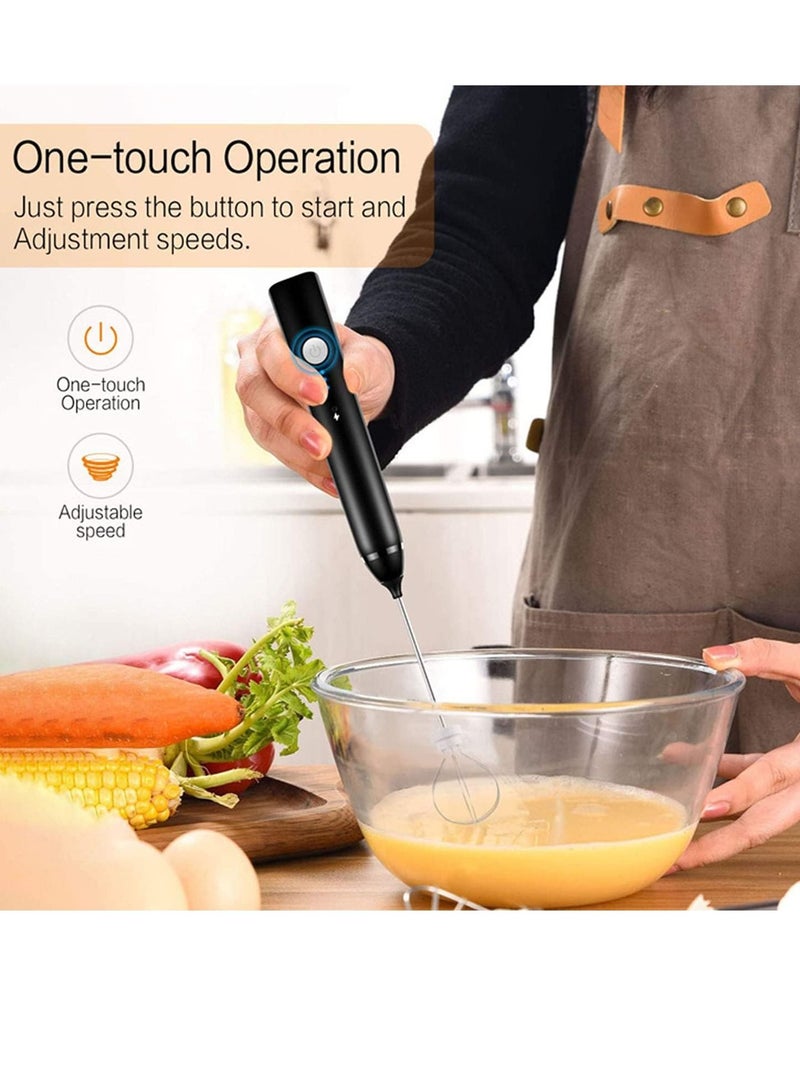 Handheld Milk Frother. 3 In 1; Electric Foam Maker, Egg Beater, Drink Mixer. USB Rechargeable, Mini Blender For Coffee Latte Cappuccino Hot Chocolate,  - Image 2
