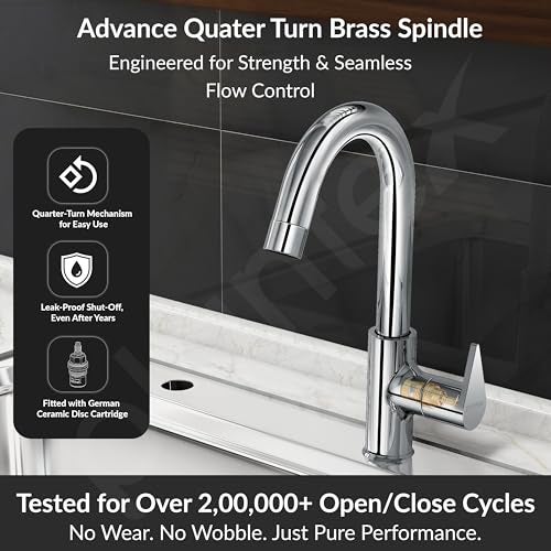 Plantex PAC-1812 Kitchen Sink Tap with Water Efficient Tap Aerator/Wall Mount Sink Tap for Kitchen Basin with 360° Swivel Spout (Chrome) - Image 2