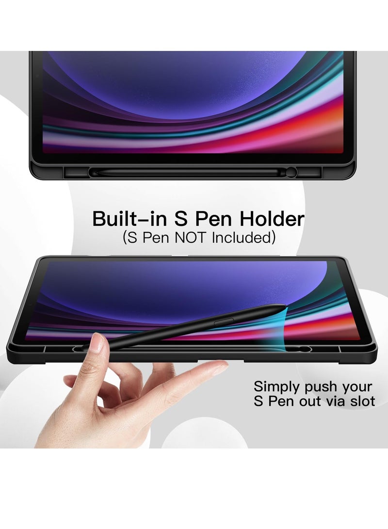 Jetech Case for Samsung Galaxy Tab S9 11 Inch With S Pen Holder Soft Tpu Tri-fold Stand Protective Tablet Cover Support S Pen Charging Auto Wake Sleep Graphite Black - Image 2