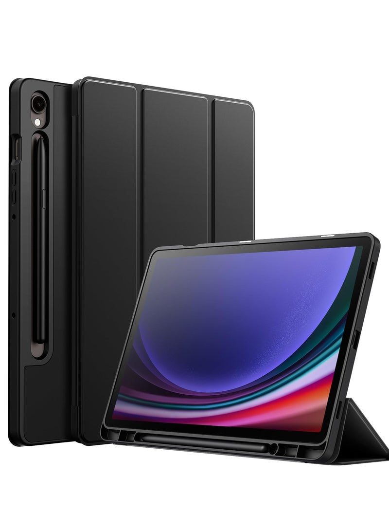 Jetech Case for Samsung Galaxy Tab S9 11 Inch With S Pen Holder Soft Tpu Tri-fold Stand Protective Tablet Cover Support S Pen Charging Auto Wake Sleep Graphite Black - Image 1
