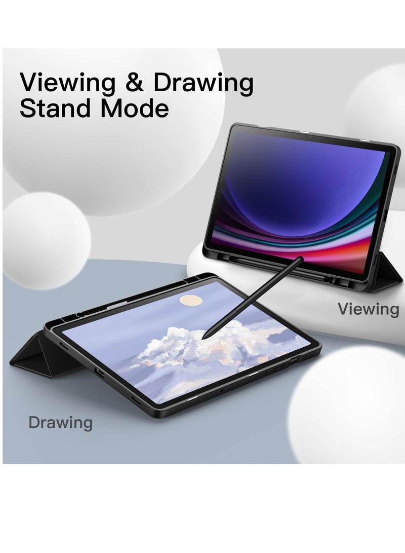 Jetech Case for Samsung Galaxy Tab S9 11 Inch With S Pen Holder Soft Tpu Tri-fold Stand Protective Tablet Cover Support S Pen Charging Auto Wake Sleep Graphite Black - Image 5