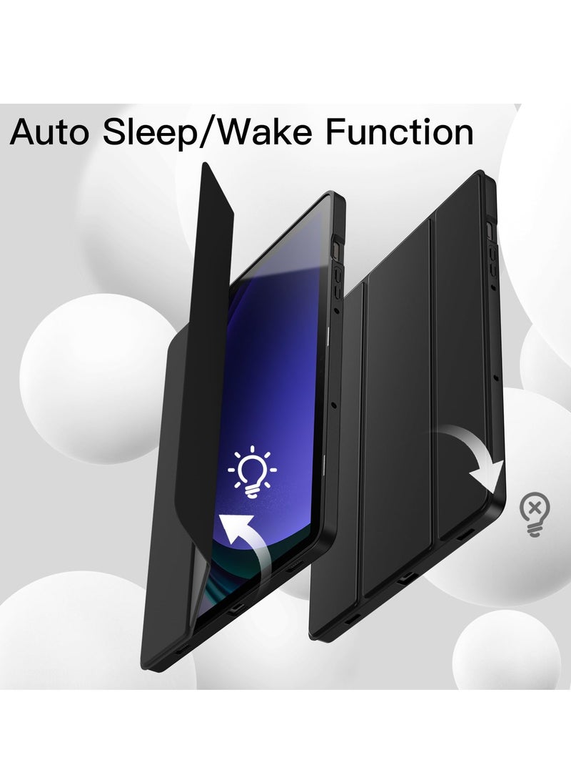 Jetech Case for Samsung Galaxy Tab S9 11 Inch With S Pen Holder Soft Tpu Tri-fold Stand Protective Tablet Cover Support S Pen Charging Auto Wake Sleep Graphite Black - Image 4
