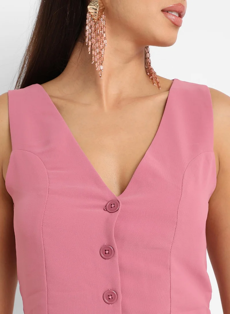 PINACOLADA Women's Salmon Pink Vest Co-Ord Set