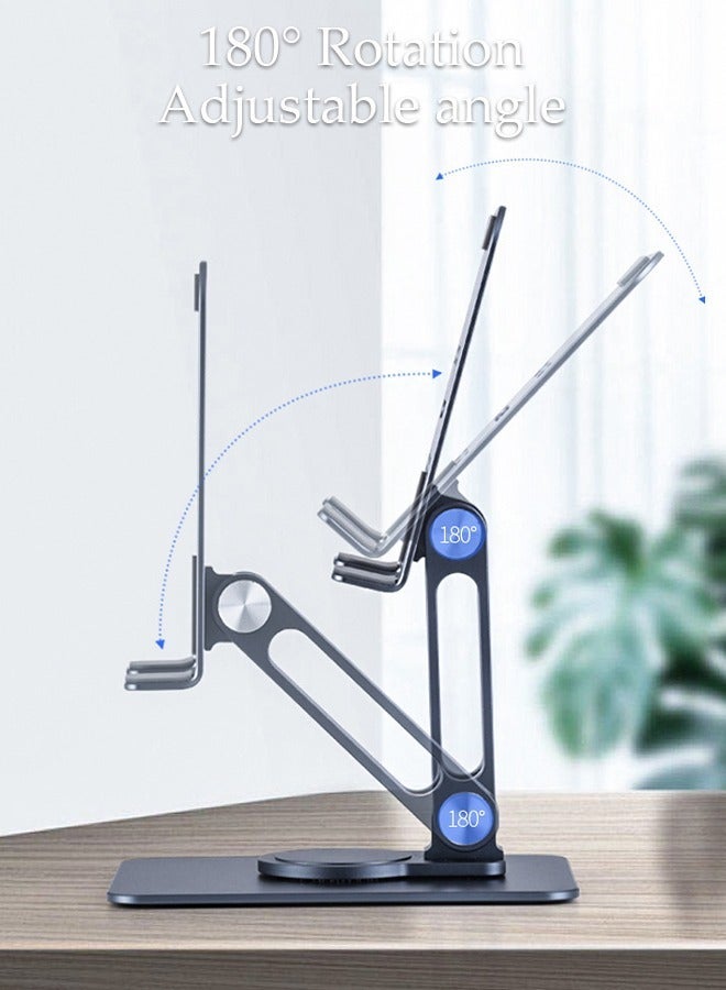 DUNISO Foldable Phone Stand for Desk Height Adjustable Cell Phone Holder Portable Cellphone Cradle Desktop Dock with 360° rotation base for iPhone iPad Smartphone - Image 5