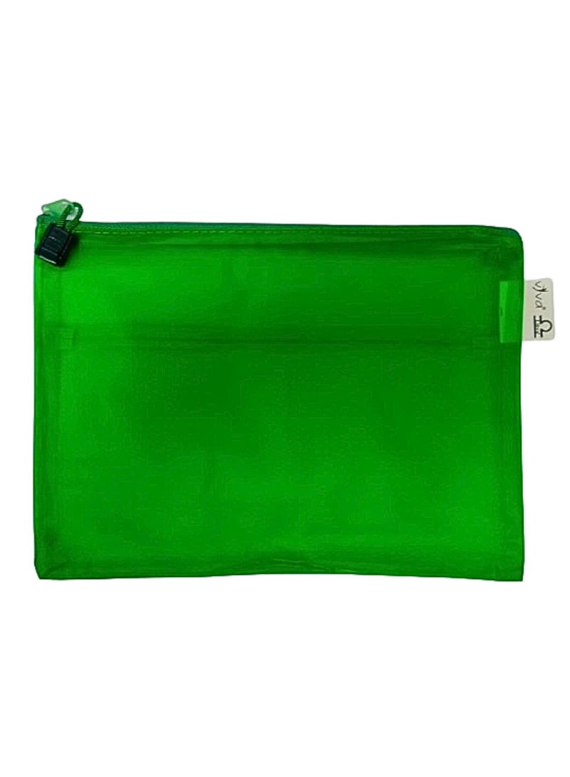 Libra A5 Zipper File Bags, Zippered Waterproof PVC Pouch Plastic Zip Document Filing Folder GREEN - Image 2