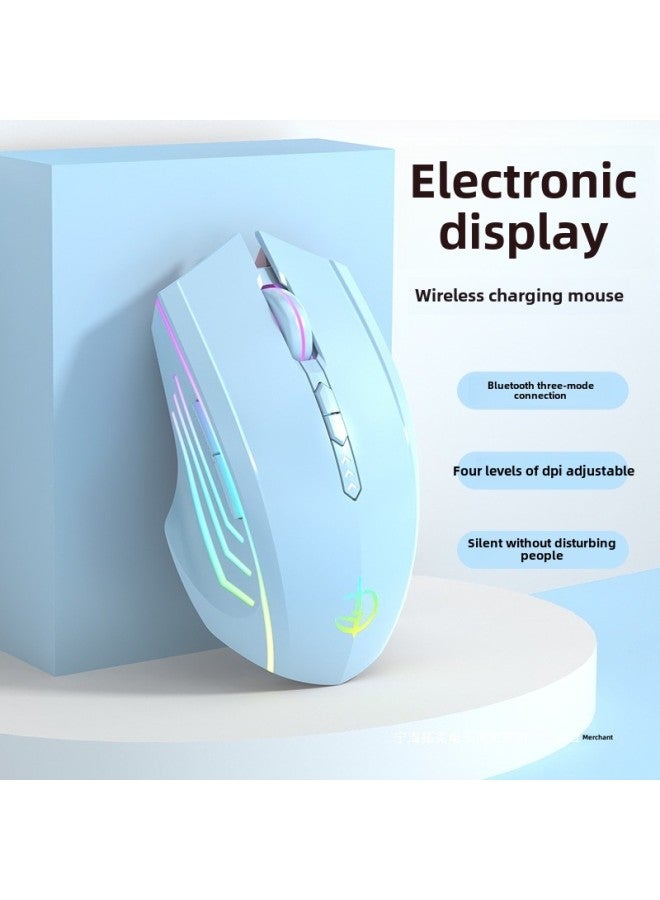 ماوس بلوتوث لاسلكي كتم صوت لجهاز Huawei Notebook Gaming Office Desktop Computer قابل لإعادة الشحن عالمي صامت - المواصفات: 【نموذج عرض الطاقة الأرجواني الخزامي - وضع فردي】 7 مفاتيح - 2400 نقطة في البوصة - ضوء RGB - Image 2