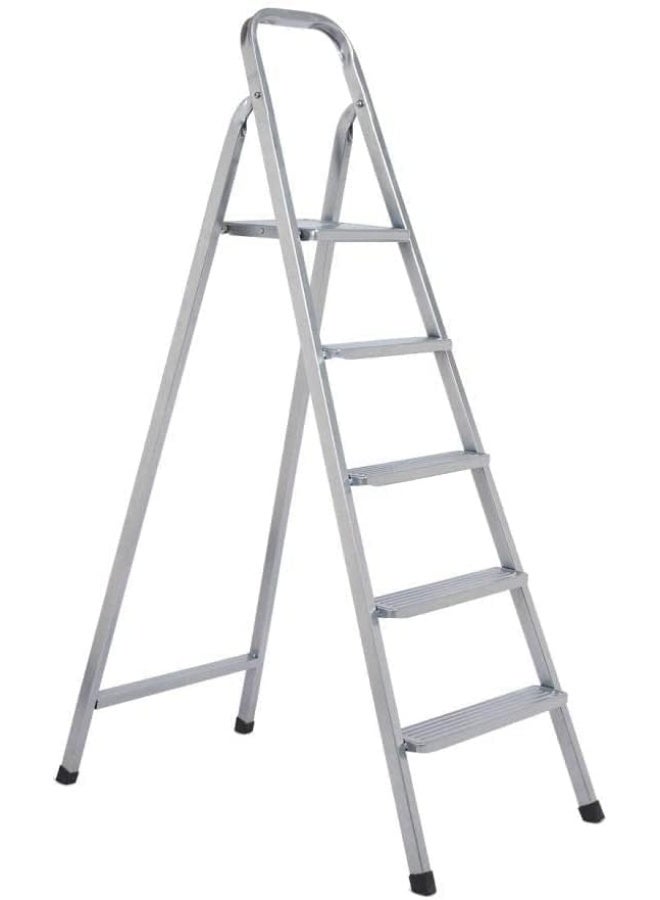 ROBUSTLINE Ladders Premium Quality Highly Durable Steel Ladder 5 Steps - Silver