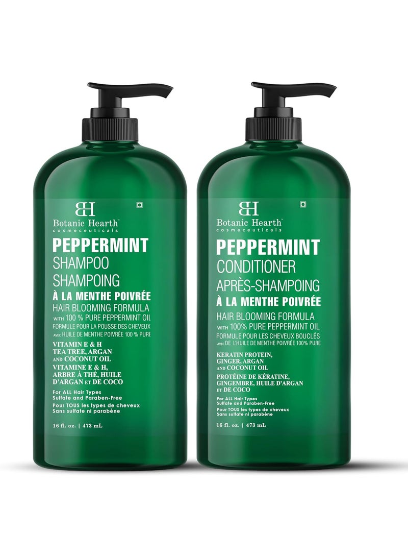 بوتانيك هيرث مجموعة شامبو وبلسم بزيت النعناع من بوتانيك هيرث - تركيبة لتقوية الشعر بالكيراتين للشعر الخفيف - تحارب تساقط وتعزز نموه - خالية الكبريتات للرجال والنساء - 473 ملليلتر × 2 سميك - Image 4