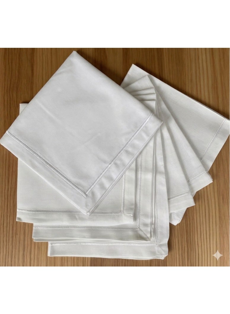 LUXE 100% Cotton Napkins – White Border, 55×55 cm- 6 pcs set - Image 1