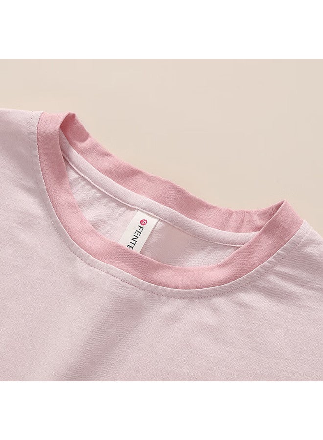 Fenton Fenteng 25-year New Pure Cotton Short-sleeved Outwearable Summer Full Cotton Home Wear Set, Mocha Pink, L - Image 1